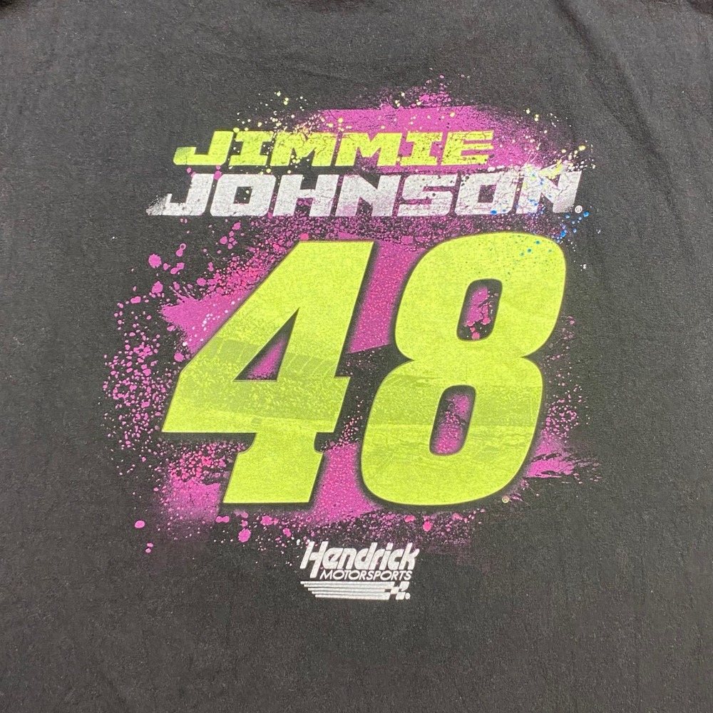 Hendrick Motorsports Jimmie Johnson NASCAR T Shirt XL Mens Black Neon Graphic 48 - Picture 5 of 8